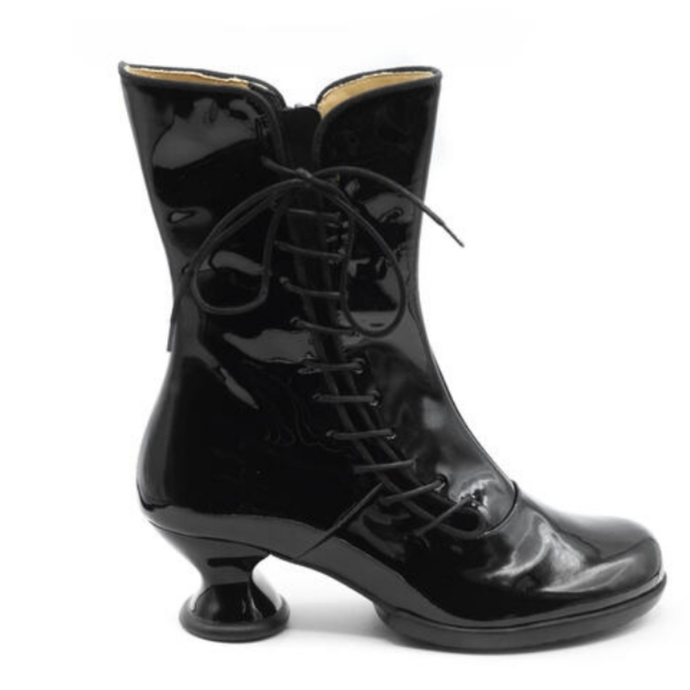 Fluevog  Sexy Patent Leather Enneagram Spontaneous Side lace boot size 6